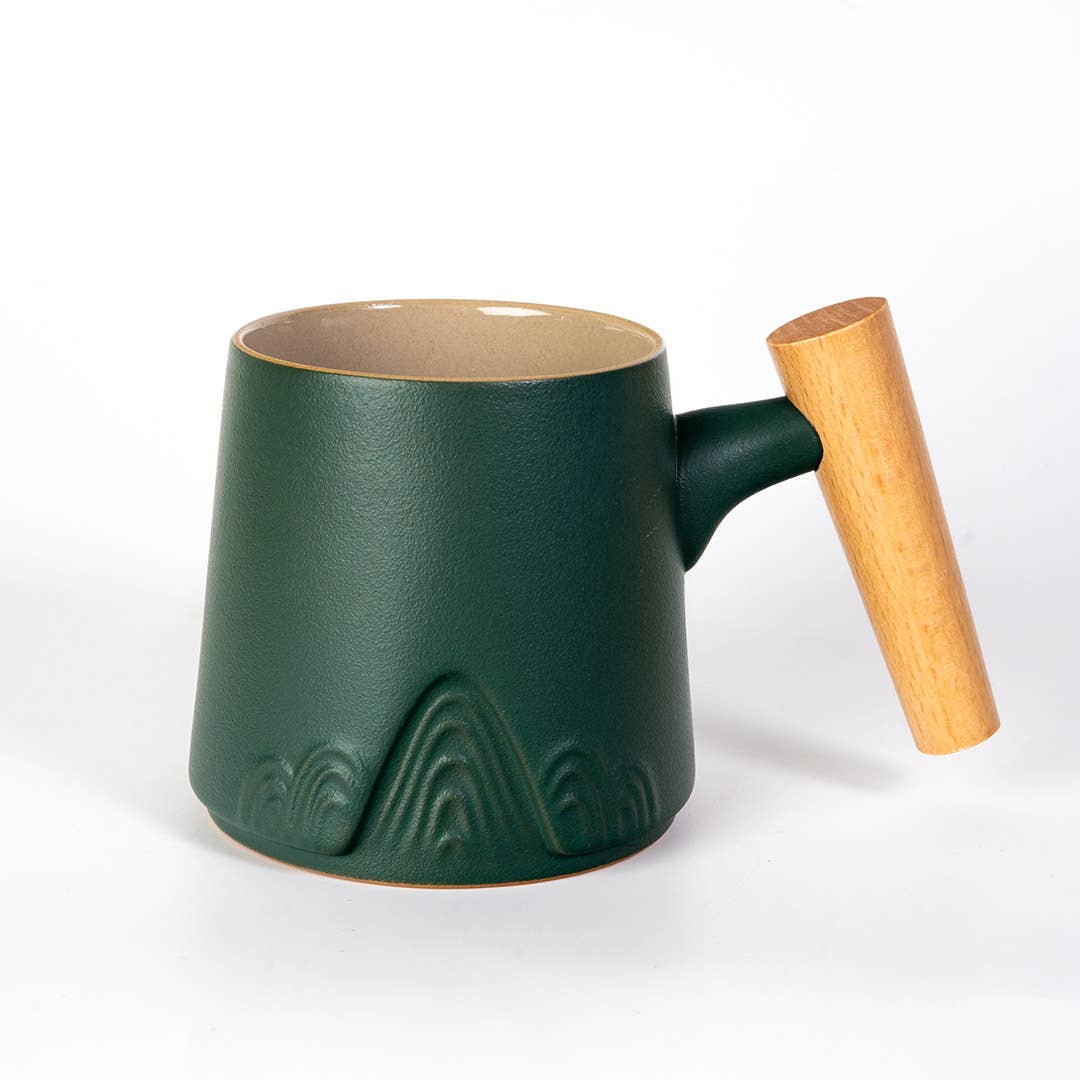 12oz Tea Mugs with Lid and Infuser for Loose Leaf Tea Mountain Range Green (4/48)