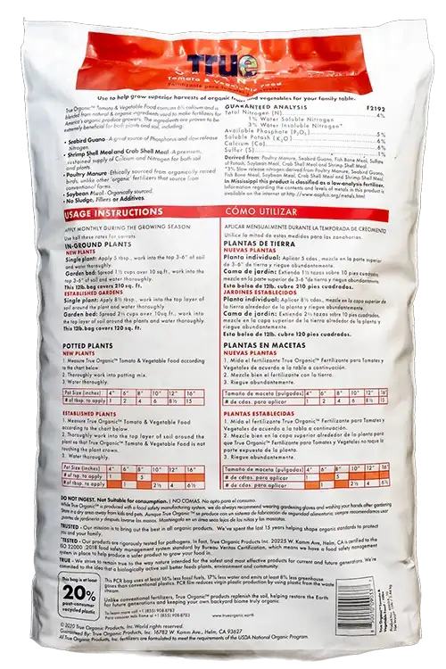 True-Organic Tomato & Vegetable Food 4lb.