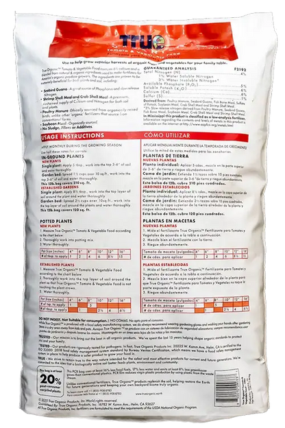 True-Organic Tomato & Vegetable Food 4lb.