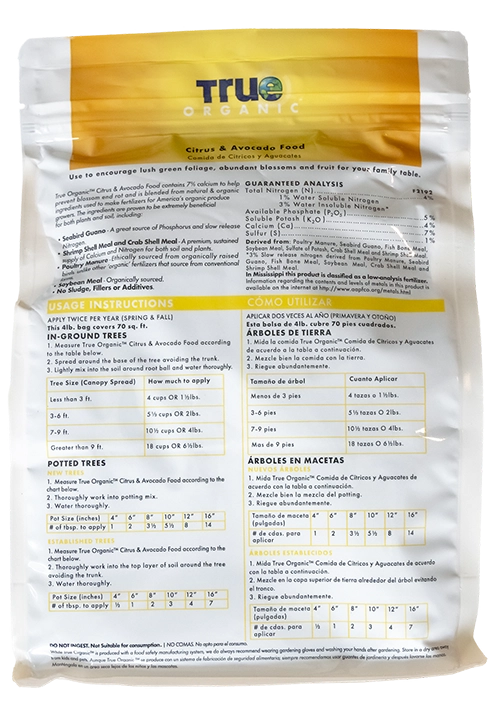 True-Organic Citrus & Avacado Food 4lb.