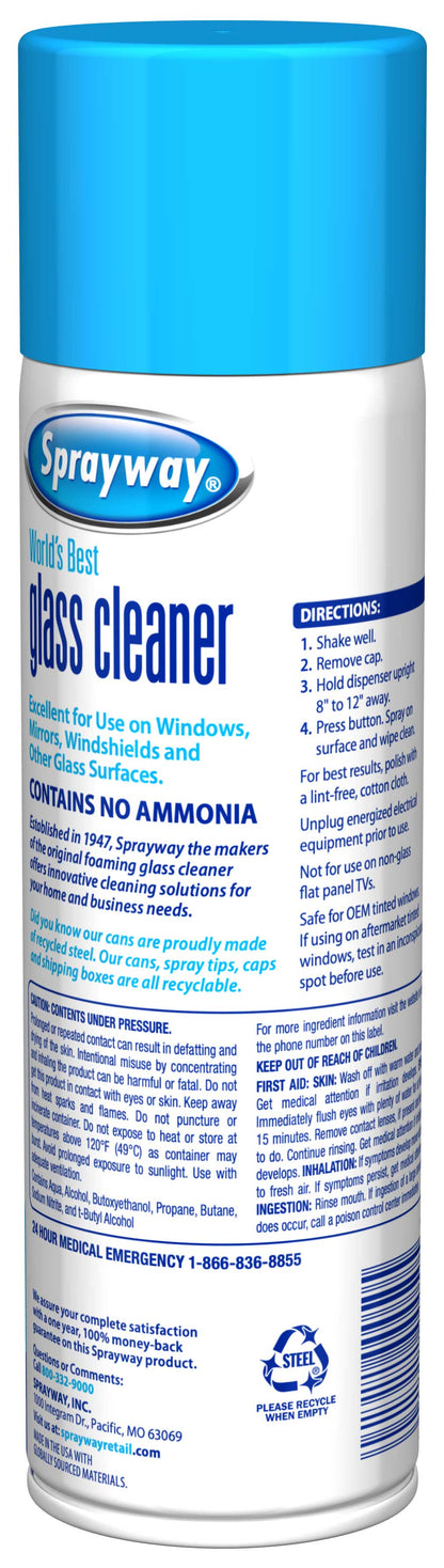 Sprayway Glass Cleaner Foaming Aerosol Spray 19oz