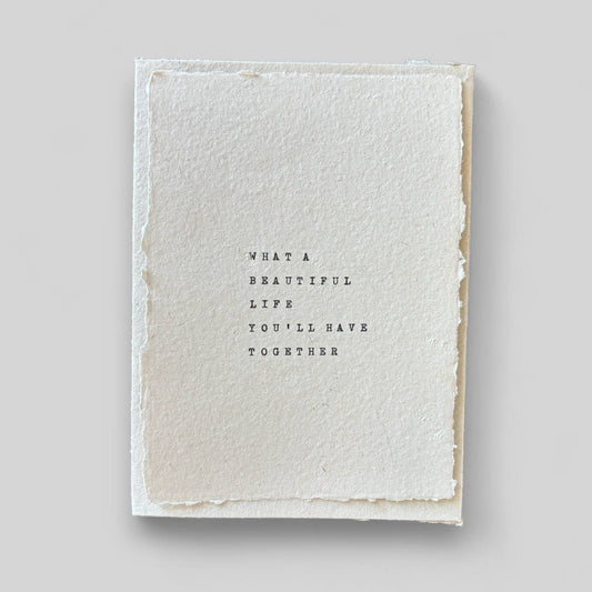 Handmade typewritten wedding card 