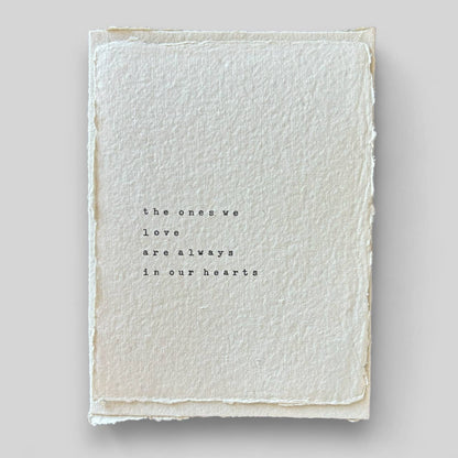 Handmade typewritten sympathy card