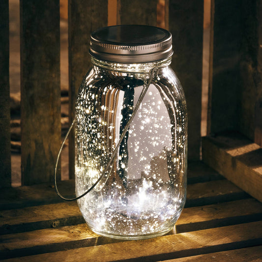Silver Mercury Lighted Glass Lantern
