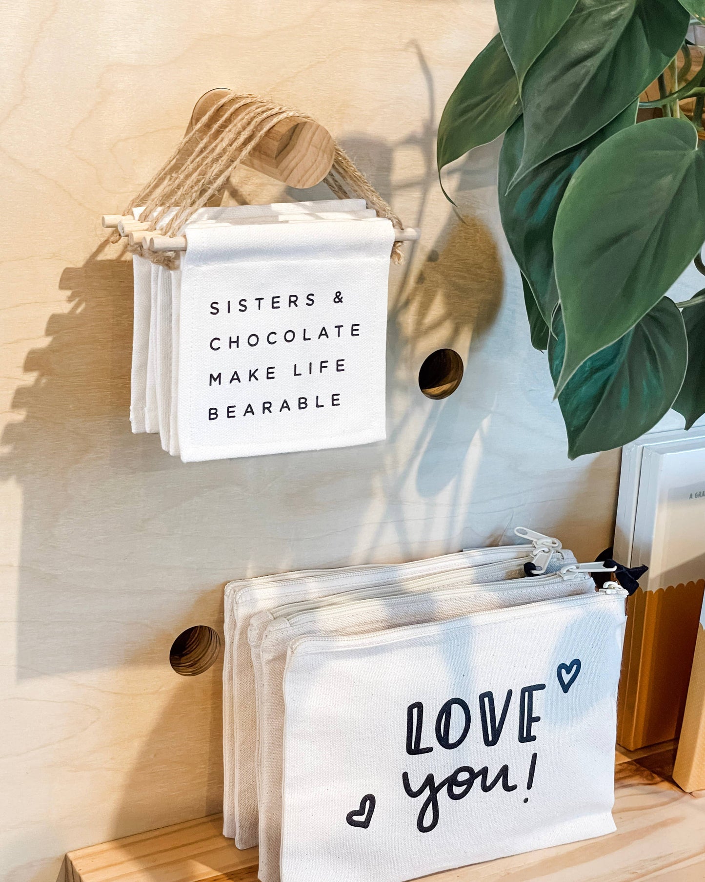 Live Joyfully Small Canvas Zipper Pouch