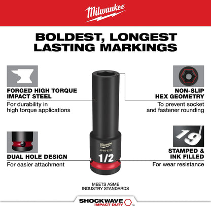 Milwaukee 29PC SHOCKWAVE™ Impact Duty 1/2" Drive SAE & Metric Deep 6 Point Socket Set