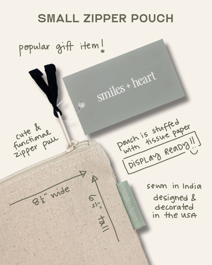Live Joyfully Small Canvas Zipper Pouch