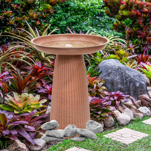 Gleeful Garden Metal Outdoor Bird Bath - Matte Canyon Clay