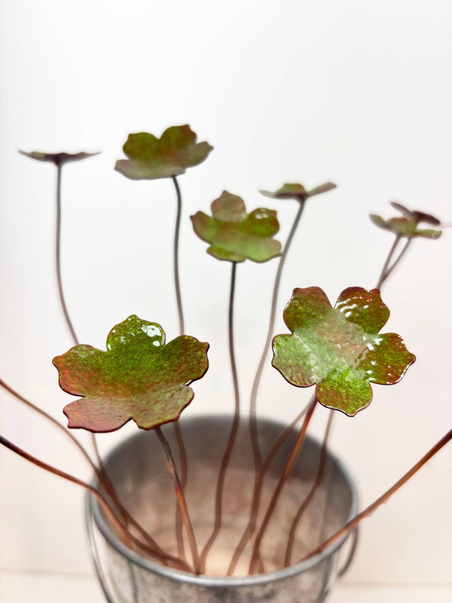 Enamel 5 Petal Flower Stem
