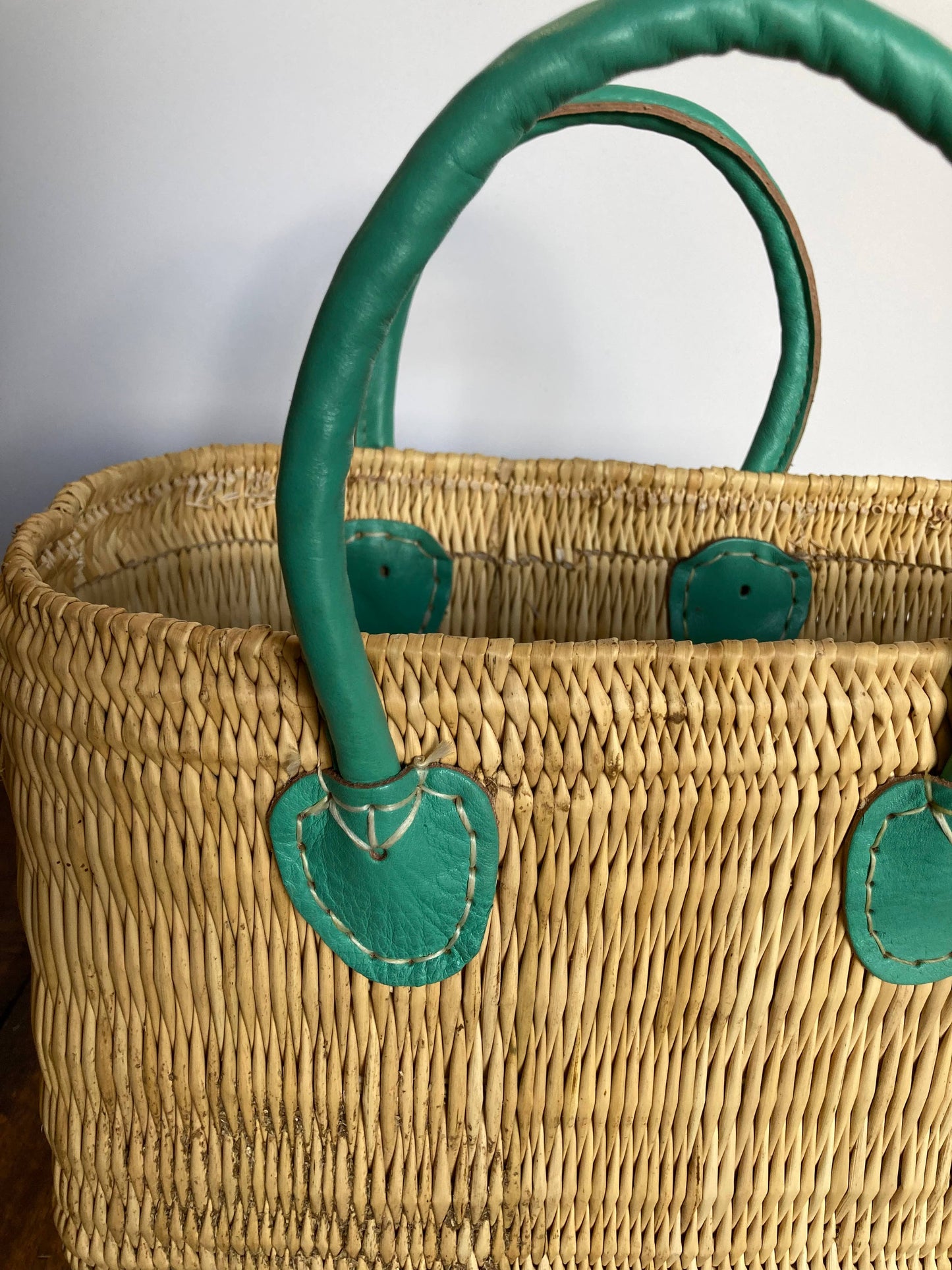 Small Tote, Teal Handle