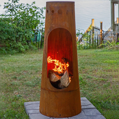 50 in Santa Fe Wood Burning Chiminea Fire Pit with Log Grate
