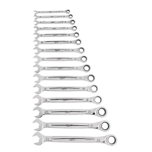 Milwaukee 15pc Ratcheting Combination Wrench Set - Metric