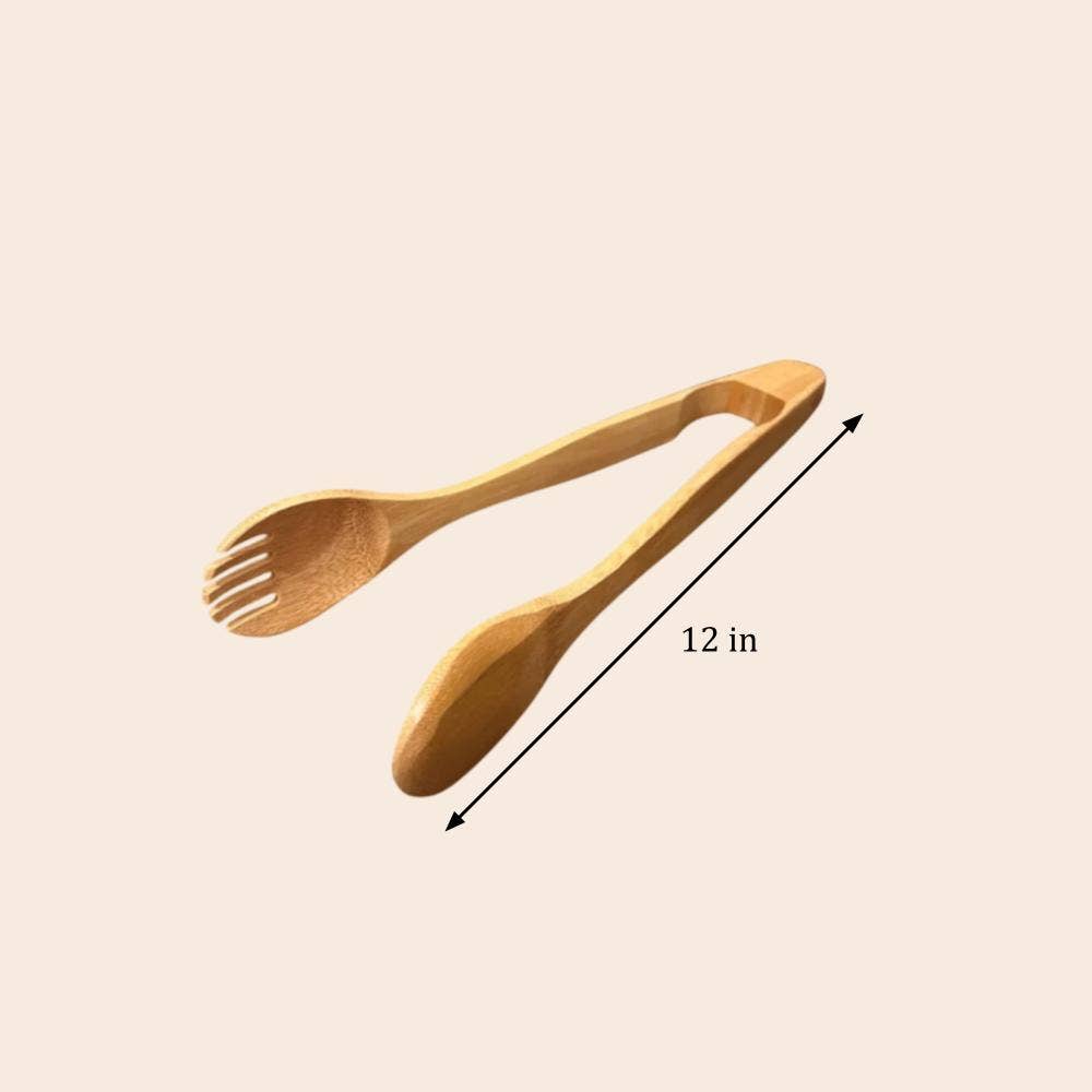 12" Bamboo Serving Tong with Fork End