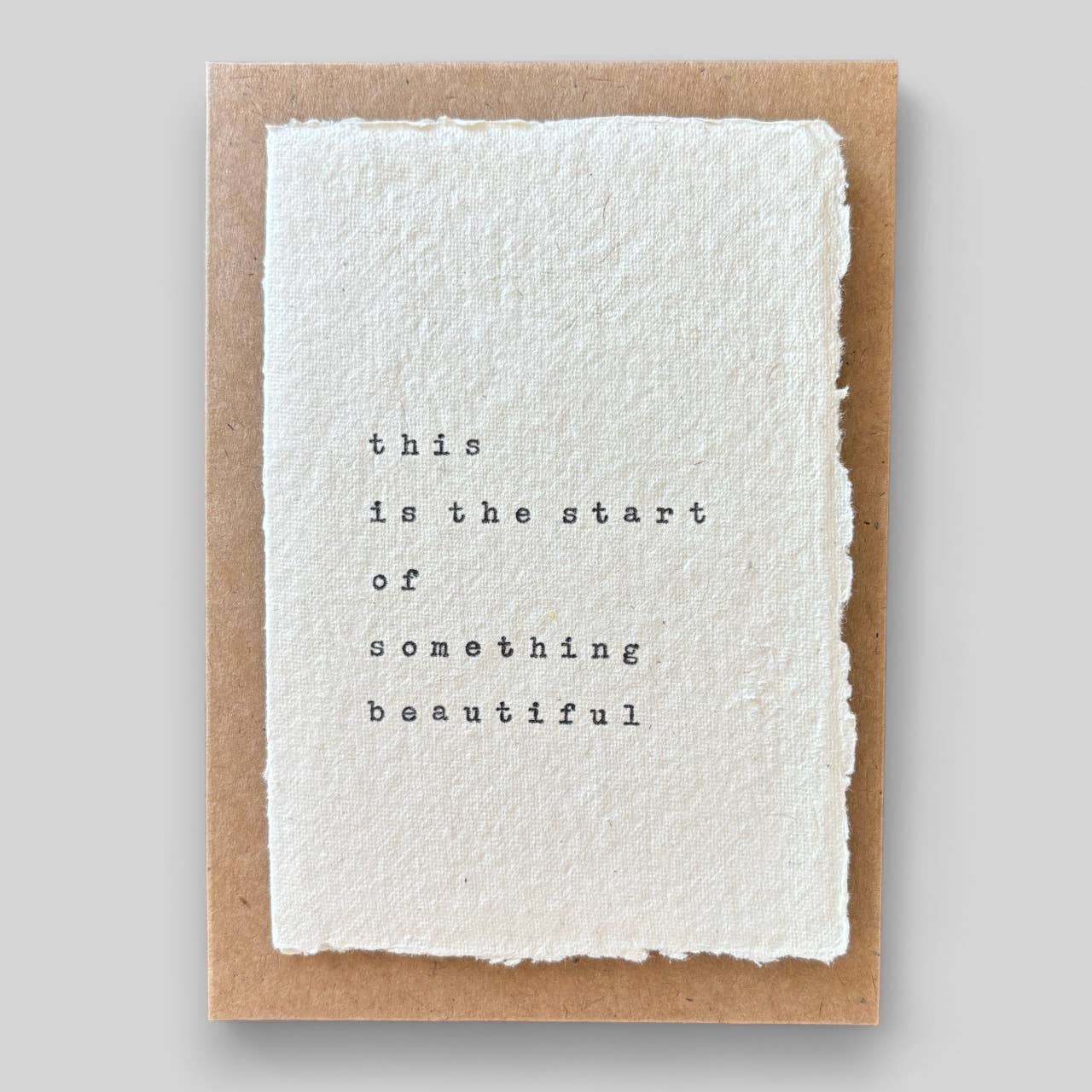 Handmade typewritten wedding card