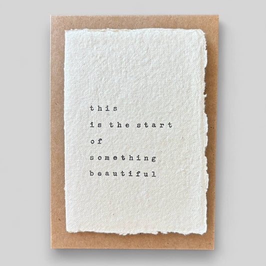 Handmade typewritten wedding card