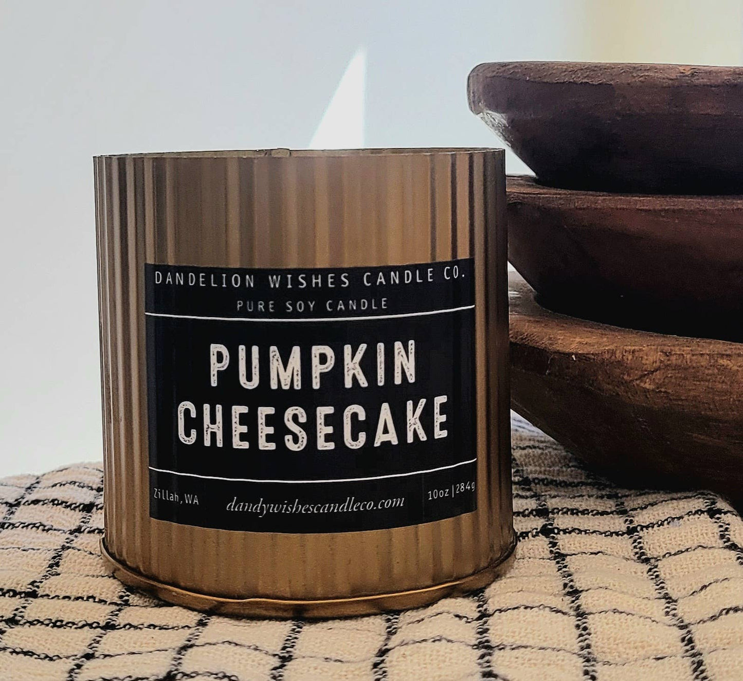 NEW Ribbed Gold Tin Candle