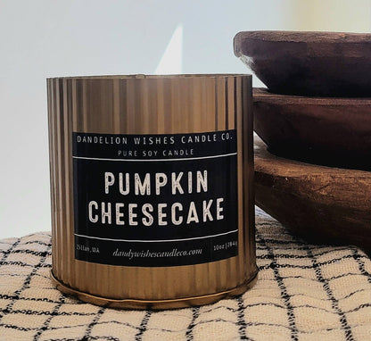 NEW Ribbed Gold Tin Candle