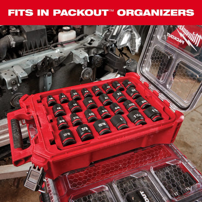 Milwaukee 27PC SHOCKWAVE™ Impact Duty Socket 1/2” Drive MM & SAE Set with PACKOUT™