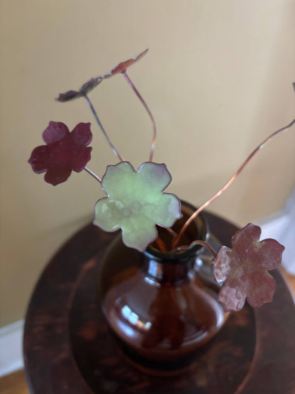 Enamel 5 Petal Flower Stem