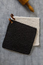 Knitted Pot Holders - Black And Cream (Pk/02 Ast)