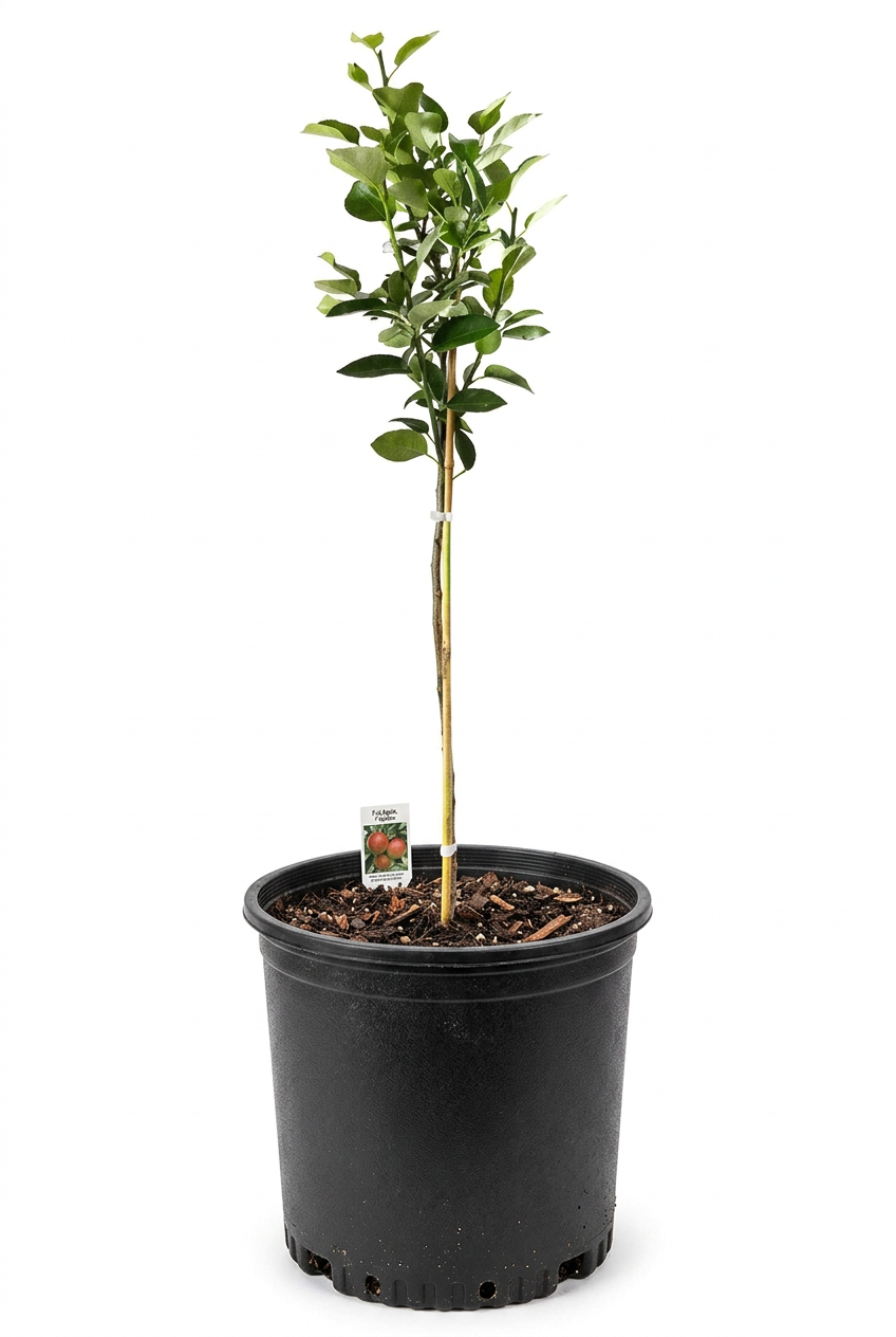 Potted plant with green leaves on a white background